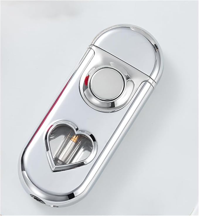 Lighter Windproof Exquisite Design Ideal for Gift Packaging.Refillable Butane Candle Lighter (Gas not Included, Multi-Color Available)(Silver)