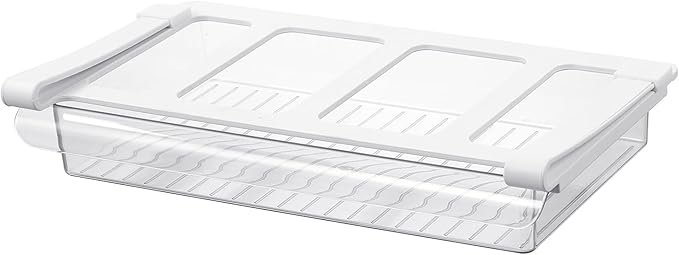 Pull-Out Fridge Drawer Organizer - Under Shelf Storage Bins for Cheese Slices, Deli Meat & Small Items - Space Saving Refrigerator Organizer (2" Height x 12.7" Width)