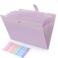 SKYDUE Expanding File Folder, Accordion File Organizer with 8 Pocket, Expandable Document Paper Receipt Holder for School Office Hospital, Letter/A4 Size Purple