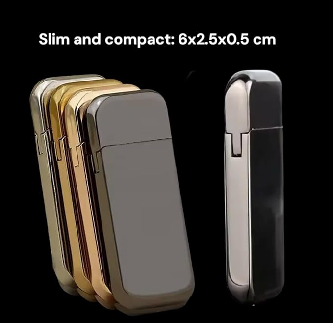 NIVEK Slim Compact Lighter, Ultra Thin, Small Portable, Soft Flame Refillable for Men Women (Black Chrome)