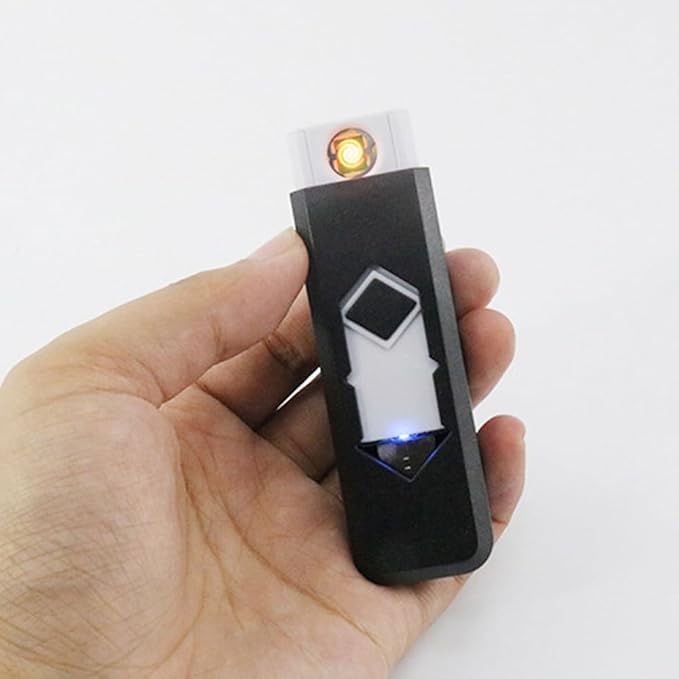 2Pcs Electronic Lighter USB Rechargeable Lighter Windproof Lighter Flameless Lighter Ignition USB Lighter Cigarette Lighter (White)