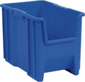Akro-Mils 13014 Stak-N-Store Heavy Duty Stackable Open Front Plastic Storage Container Bin, (17-1/2" x 11" x 12-1/2"), Blue, (4-Pack)