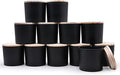 SHOWIN 12 OZ Thick Candle Jars for Making Candles 12 Pcs, Empty Jars with Wood Lids for Spice Jars, Sample Container, Matte Black