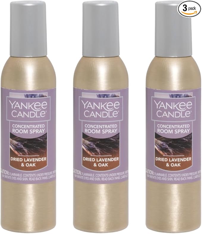 Yankee Candle Concentrated Air Freshener Room Spray, Odor Eliminator for Home, Bathroom, Dried Lavender & Oak, 1.5 Oz (Pack of 3)