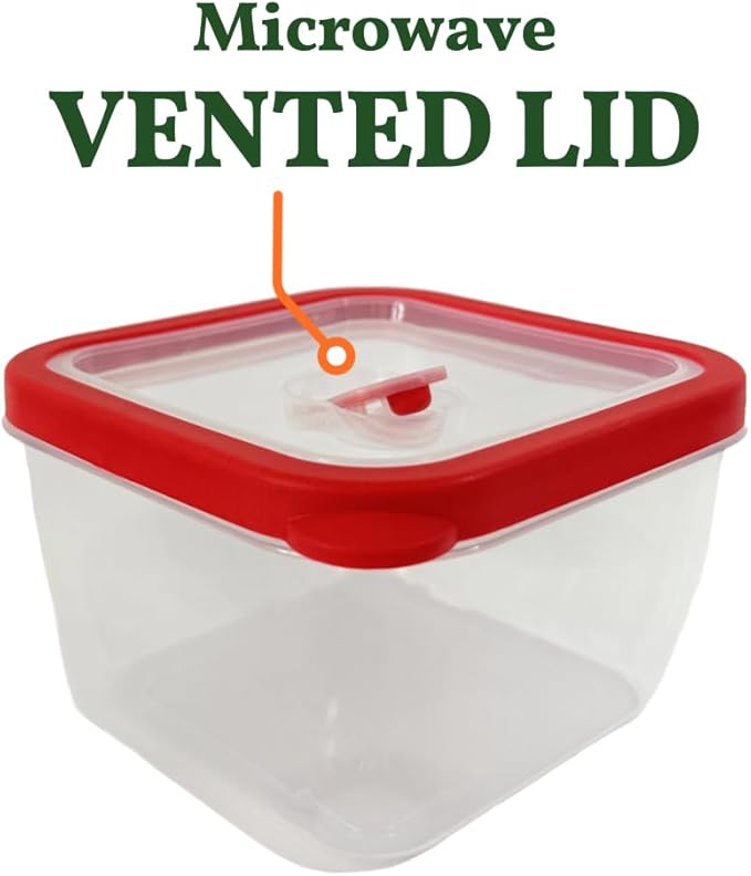 10-Piece Food Storage Containers with Vented Lids, Airtight and BPA Free, Stackable, Microwave, Freezer, and Dishwasher Safe (Red)