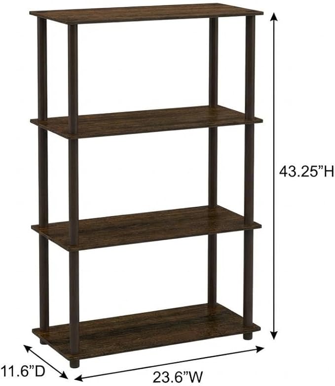 Furnifact Walnut Brown Bookcase with Sturdy Wood Construction, Modern Design, Ample Storage, Durable Frame, Ideal for Living Room or Office, Single Piece