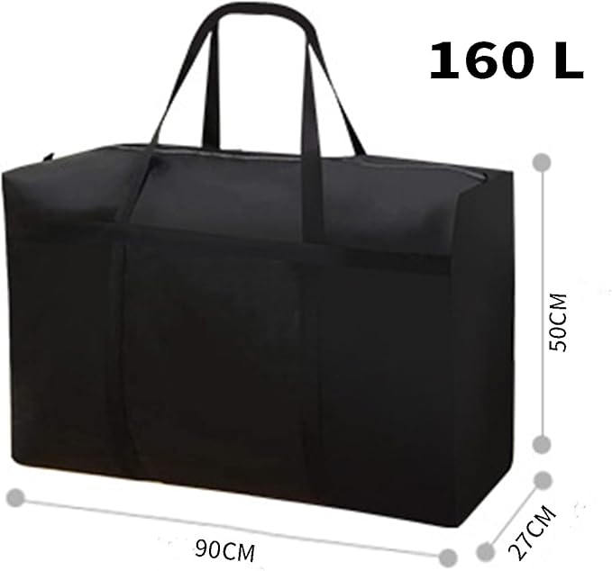 Packing Bags Black Moving 150L Jumbo Waterproof Reusable Heavy Duty Dorm Comforter Oxford Cloth Size Storage Bags (1 Pack)