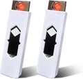 2Pcs Electronic Lighter USB Rechargeable Lighter Windproof Lighter Flameless Lighter Ignition USB Lighter Cigarette Lighter (White)