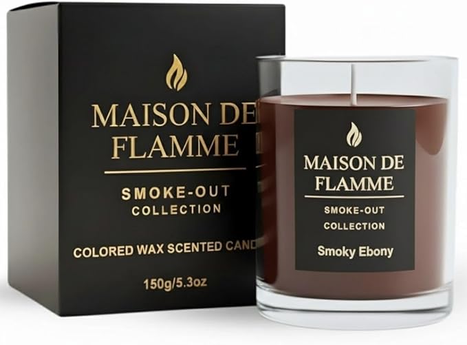 Smoke Odor Eliminating Candle – Smoky Ebony Soy Wax Candle for Kitchen, Apartment & Home Smells, Long Lasting Odor Neutralizing Scented Candle, 150g / 5.3 oz – Maison De Flamme