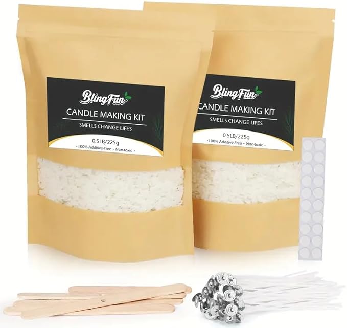 Blingfun Candle Making Kit for Beginners, Soy Wax Candle Making Supplies with Natural Soy Wax, Essential Oils, Color Dye, Melting Pitcher & Wick Set, DIY Home Craft Gift for Adults & Women