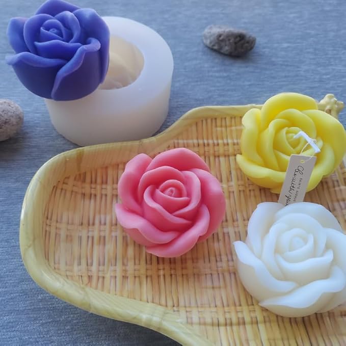 2PCS Flower Candle Molds, 3D Big Bloom Rose Molds, Flower Handmade Soap Moulds for Fondant Handmade Soap Lotion Bar Wax Casting Crayon Cake Ice Cream Clay Cake Decorating