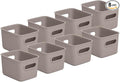 Superio Decorative Plastic Basket Open Home Storage Bins Organizer Baskets, Small, Taupe (8 Pack) Container Boxes for Organizing Closet Storage Bins for Shelves Drawer Shelf, 1.5 Liter
