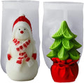 2 Pack Chrsitmas Tree Silicone Mold, Snowman Candle Mold for Soap Soy Wax DIY Handcraft, Gift Bag Resin Mold Gift Wedding Party Home Dinner Festive Days Car Christmas Decoration