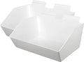SSWBasics Slat Wall Accessory - Set of 2, 12 x 5 ½ x 9 ½ Inch White Plastic Slatwall Bins - Durable and Versatile Slat Wall Accessories for Organized Storage Solutions