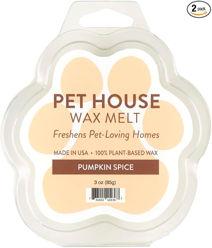 One Fur All Pet House Scented Wax Melts for Warmer - Long-Lasting Pet Friendly Plant Based Soy Wax Melts, Pumpkin Spice Pack of 2