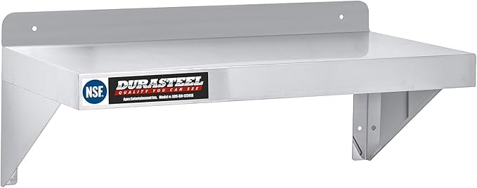 DuraSteel Stainless Steel Shelf - 24 Inch Wide x 12 Deep Commercial NSF Mounted Metal Wall Shelf Pantry Organizer Garage Storage Shelves - Rack Shelving Restaurant Kitchen Units Laundry Utility Room