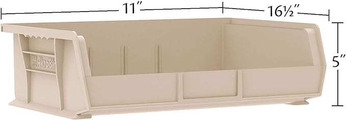 Akro-Mils 30255 AkroBins Plastic Storage Bins, Space-Saving Stackable Bins for Garage, Pantry, Craft Organization, 11" x 16" x 5", Red, 6-Pack