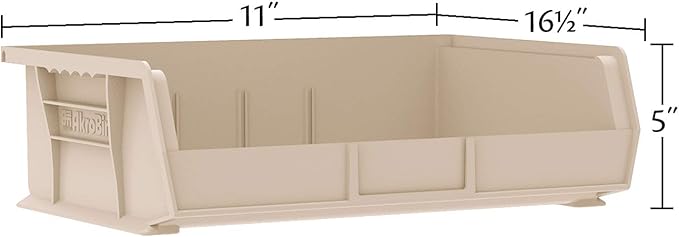 Akro-Mils 30255 AkroBins Plastic Storage Bins, Space-Saving Stackable Bins for Garage, Pantry, Craft Organization, 11" x 16" x 5", Yellow, 6-Pack