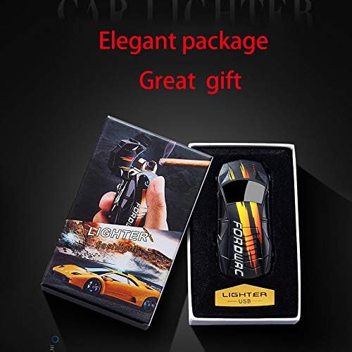 Dual Arc Plasma Lighter - Windproof With Battery Indicator, Touch-Start, LED Light, USB Rechargeable, Car Shape Cool Novelty Electric (Colorful)