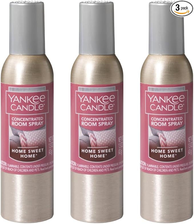 Yankee Candle Concentrated Air Freshener Room Spray, Odor Eliminator for Home, Bathroom, Home Sweet Home, 1.5 Oz (Pack of 3)