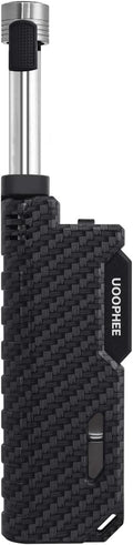 Torch Lighter with Flame Lock, Windproof Butane Lighter Refillable Single Jet Flame, 7.63" Extended Long for Candle, Camping, Grill, BBQ, Fireworks (Butane not Included) Black
