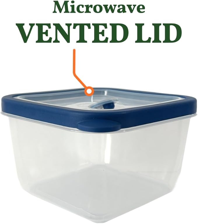 10-Piece Food Storage Containers with Vented Lids, Airtight and BPA Free, Stackable, Microwave, Freezer, and Dishwasher Safe (Blue)