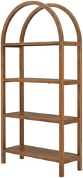 White Large Arched Bookshelf, Engineered Wood Storage Unit with Spacious Shelves and Modern Design for Living Room or Office Use