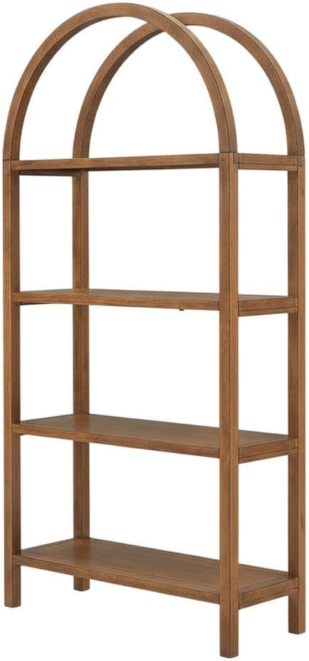 White Large Arched Bookshelf, Engineered Wood Storage Unit with Spacious Shelves and Modern Design for Living Room or Office Use