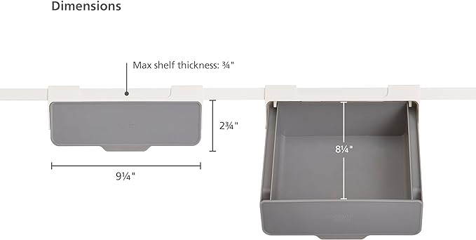 Joseph Joseph CupboardStore Under Shelf Drawer Kitchen Cabinet Storage Organizer, Space Saving, Gray/White
