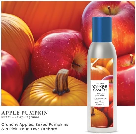 Yankee Candle Concentrated Air Freshener Room Spray, Odor Eliminator for Home, Bathroom, Apple Pumpkin, 1.5 Oz (Pack of 3)