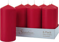 Stonebriar Unscented Pillar Candles – 80 Hour Burn Time, Long-Lasting Wax Candles for Weddings, Holidays, Home Décor & Special Events, Pack of 6, Red, 3" x 8"