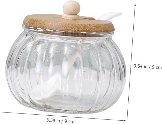 Ciieeo 1set Pumpkin-shaped Glass Sugar Dispenser with Lid Seasoning Jar for Sugar and Condiments Smooth Decorative Home Storage Container