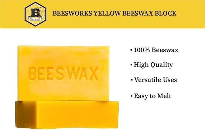 Beesworks Yellow Beeswax Bars (2 lbs) | 100% Pure, Cosmetic Grade, Triple-Filtered Beeswax for DIY Skin Care, Lip Balm, Lotion and Candle Making (1 lb Bars - Pack of 2)