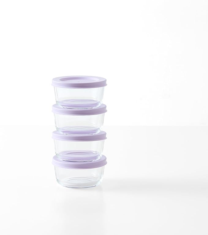 DURA LIVING 8-Piece Glass Food Storage Containers Set (4 Containers + 4 BPA-Free Lids) | 1-Cup, Leakproof | Microwave, Freezer, Oven & Dishwasher Safe | Ideal for Meal Prep & Pantry Organization