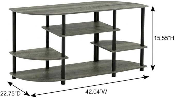 Furnifact French Oak Grey/Black Corner TV Stand with Simple Design, Durable Composite Wood and Plastic Tubes, Modern Storage Solution for Living Room