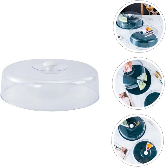 Heat Resistant Round Food Cover with Design Transparent Bowl Lid for Fresh Keeping Microwave Oven Splatter Guard Ergonomic Handle Suitable for Cakes Snacks Fruits and Dishes