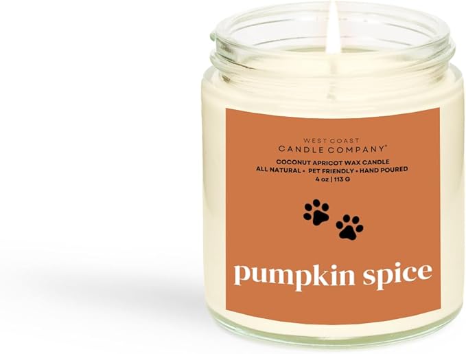 Pumpkin Spice | Mini Pet Friendly Candle | Pet Safe | All Natural Clean Burning Soy | Non-Toxic | Dog & Cat Safe | Pet Odor Eliminator | Air Freshening Scented Candle | 4 oz