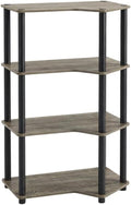 Furnifact French Oak Black Bookcase, Modern Wood Storage Shelf, Durable Construction, Stylish Home Office or Living Room Organizer