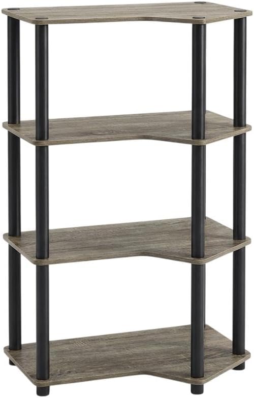 Furnifact French Oak Black Bookcase, Modern Wood Storage Shelf, Durable Construction, Stylish Home Office or Living Room Organizer