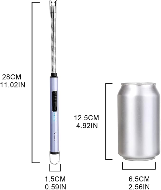 SUPRUS Electric Candle Lighter USB Type C Rechargeable Lighter Steel Shell & Hanging Hook with 360° Flexible Neck(Blue)