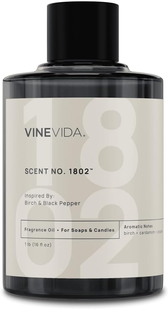 VINEVIDA [16oz] Birch & Black Pepper Fragrance Oil for Candle Making - Natural Candle Oil Scents - Soap Making Essential Oil - Made in USA