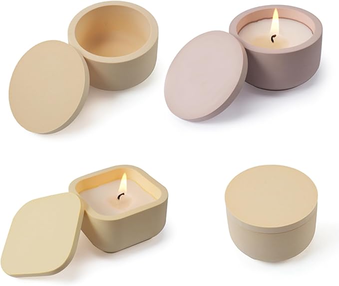 2 Sizes Candle Jar Molds, Silicone Concrete for Candle Holder with Lids, Candles Resin Mould Epoxy Resin Casting DIY for Candle Making Supplies Scented Candles Soaps Making