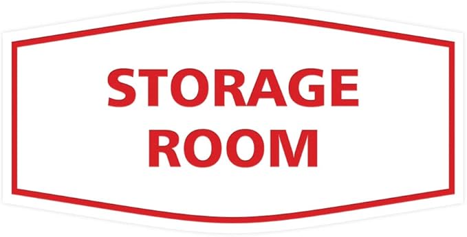 Signs ByLITA Fancy Storage Room Sign (White/Red) - Medium 1 Pack