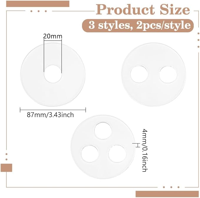 BENECREAT 6Pcs 3 Styles Candle Wick Centering Tool Holder, 1/2/3 Hole Acrylic Candle Wick Holder, Candle Wicks Centering Devices for Making Candles, Craft DIY