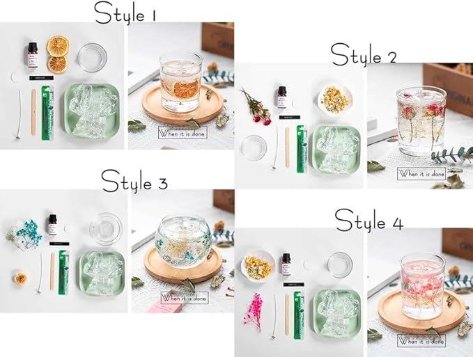 SimpleVibesXinPuwei DIY Scented Botanical Jelly Candle Kit with Step-by-Step Instructions - Create Your Own Unique Fragrant Candle (Style 1)