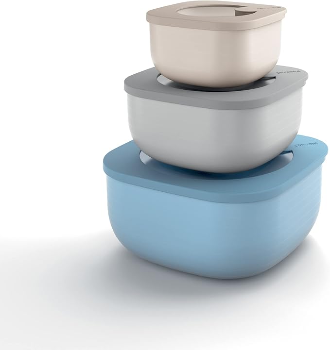 Guzzini Assorted Set 3 Shallow Airtight Containers,19.5 x 19.5 x 9.3 cm