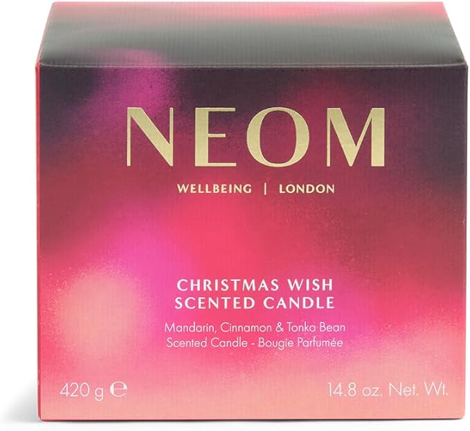 NEOM Christmas Wish Candle, 3 Wick | Mandarin, Cinnamon & Tonka Bean I Made with 100% Naturally derived Wax I Designed to Help You Relax and Unwind I Expertly Blended I Hand Finished