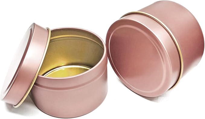 Rose Gold Candle Tins 8oz, 12Pcs Candle Tins for DIY Big Candle Container Tins for Candle Making Rose Gold Cantainer Tins
