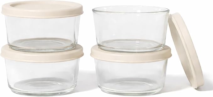 DURA LIVING 8-Piece Glass Food Storage Containers Set (4 Containers + 4 BPA-Free Lids) | 1-Cup, Leakproof | Microwave, Freezer, Oven & Dishwasher Safe | Ideal for Meal Prep & Pantry Organization