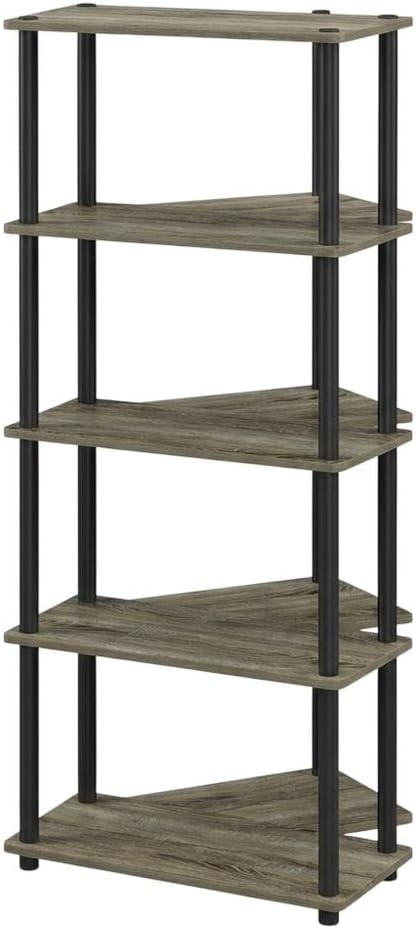 Furnifact French Oak Black Bookcase with Elegant Wooden Design, Sturdy Construction, Ideal for Home or Office Storage, Contemporary Style